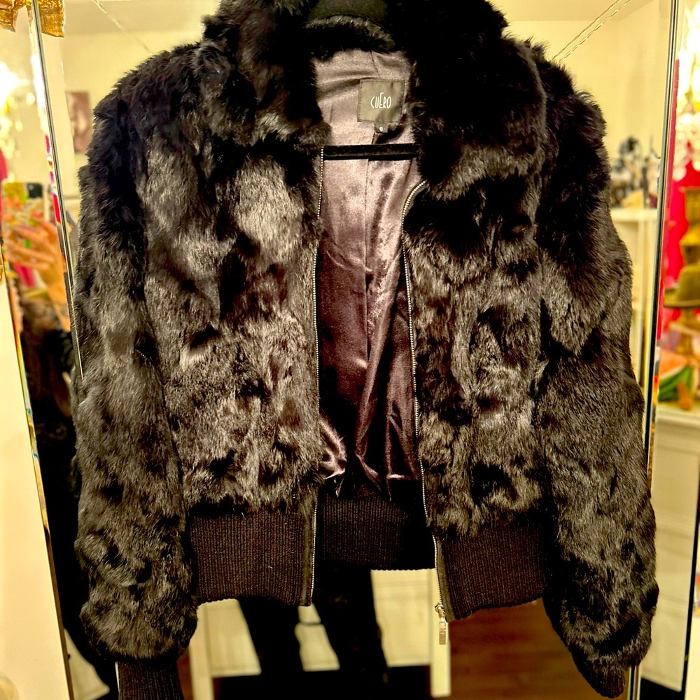rabbit fur bomber